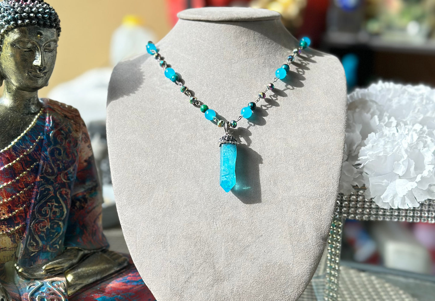 Curacao blue Quart Necklace